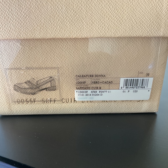 PRADA Saffiano Cuir black and brown penney loafers. - Picture 2 of 5